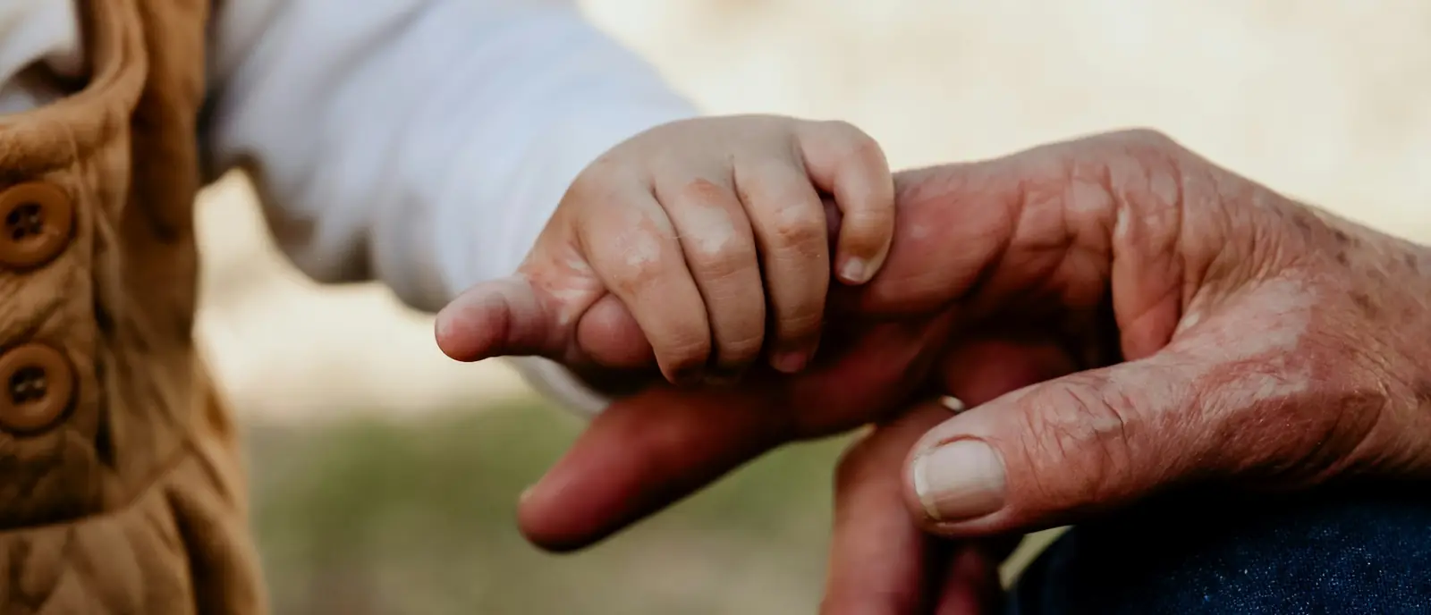 Eine Kinderhand liegt in einer älteren Hand